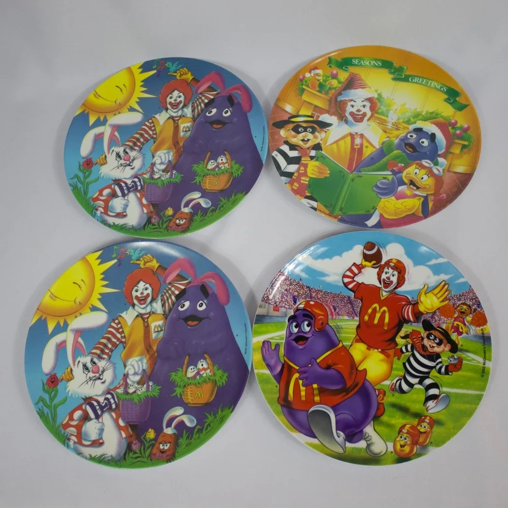 Vintage 90s Y2K McDonald's Melamine Collectible Plates Set of 4 Ronald Grimace